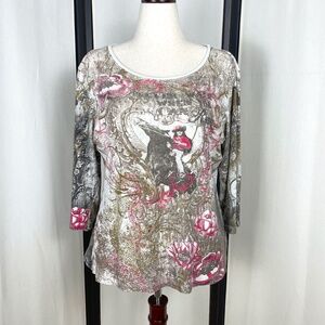 Vintage Katrina Marie Western T-shirt, Graphic Print Cowgirl Floral Size XL